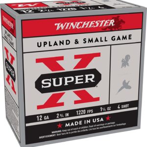 Winchester Ammo X12P4 Super X Game Load High Brass 12Gauge 2.75" 1 1/4oz 4Shot 25 Per Box/10 Case *Pheasant
