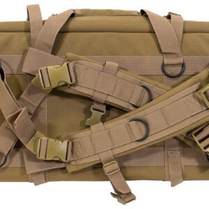 GPS Bags DRC28FDE Double Rifle Case Flat Dark Earth 600D Polyester w/ 2 Padded Pistol Sleeves MOLLE Webbing & Lockable Zippers