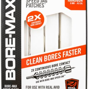 Real Avid AVBMPATCH4L Bore-Max Speed Jag Patches Refill 9mm/45 Cal Handgun 4"L Synthetic 250 Per Box