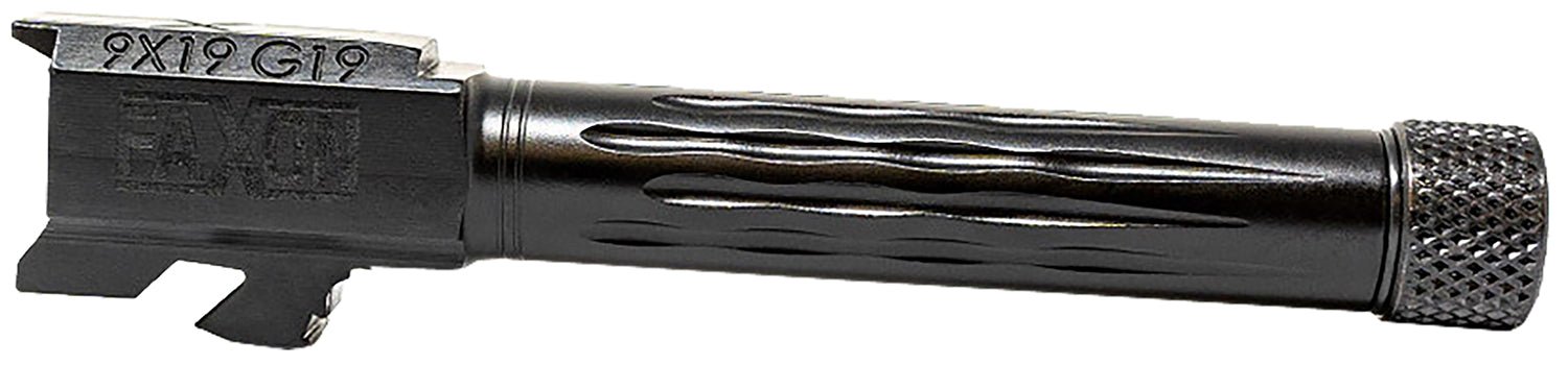 Faxon Firearms GB910N19LGQT Match Series 9mm Luger Compatible w/Glock 45/19 Gen2-5, Fluted Threaded Black Nitride Steel