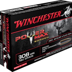 Winchester Ammo X3086BP Power Max Bonded  308 Win 180 gr 2620 fps Bonded Rapid Expansion PHP 20 Bx/10 Cs