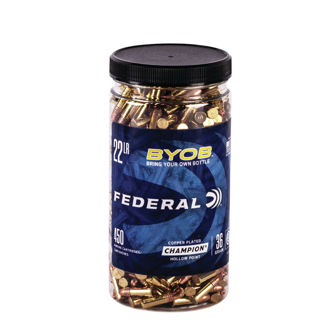 Federal 750BTL450 Champion Training BYOB 22LR 36gr Copper Plated Hollow Point 450 Per Box/8 Case