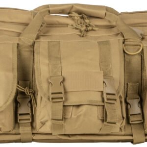 NcStar CVDC2946T42 VISM Double Carbine Case Tan PVC Nylon w/ Foam Padding Lockable Zippers Pockets & MOLLE Webbing