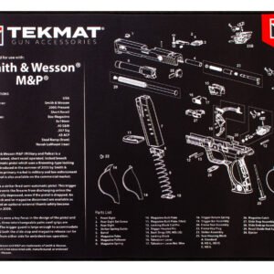TekMat TEKR20SWNP S&W M&P Ultra 20 Cleaning Mat Black/White Rubber 15"x20" S&W M&P Parts Diagram Illustration