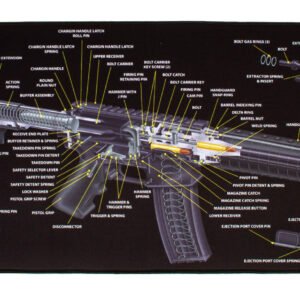 TekMat TEKR44AR15CA AR-15 Cleaning Mat Black/White Rubber 15"x44" AR-15 3D Cutaway Illustration