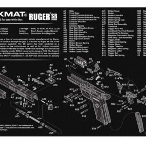 TekMat TEKR17RUGERSR9 Ruger SR 9 Cleaning Mat Black/White Rubber 11"x17" Ruger SR9 Parts Diagram
