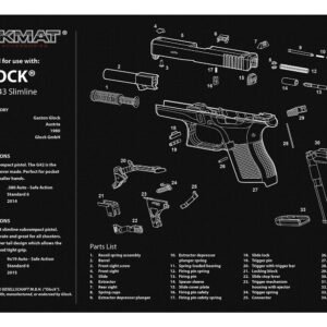 TekMat TEKR20GLOCK4243 Glock 42/43 Ultra 20 Cleaning Mat Black/White Rubber 15"x20" Glock 42/43 Parts Diagram