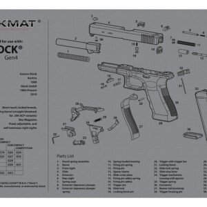 TekMat TEKR20GLOCKG4GY Glock Gen4 Ultra 20 Cleaning Mat Glock Gen4 Parts Diagram 15" x 20"