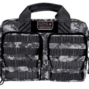 GPS Bags GPST1315PCG Tactical Quad +2 Gray Digital 1000D Polyester with YKK Lockable Zippers, 8 Mag Pockets, 2 Ammo Front Pockets, Visual ID Storage System & Holds Up To 6 Handguns