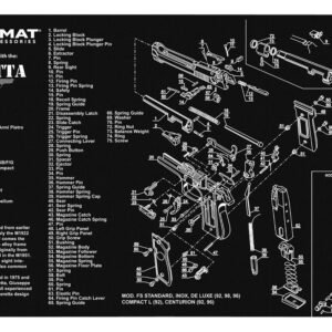 TekMat TEKR17BER92 Beretta 92 Cleaning Mat Black/White Rubber 11"x17" Beretta 92 Parts Diagram