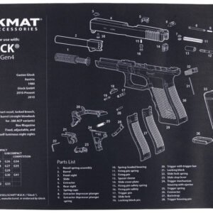 TekMat TEKR17GLOCKG4 Glock Gen4 Cleaning Mat Black/White Rubber 11"x17" Glock Gen4 Parts Diagram