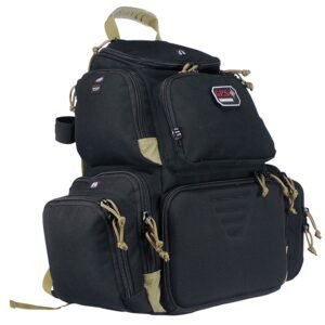 GPS Bags 1711BPBT Handgunner Backpack Black/Tan 1000D Nylon Holds 4 Handguns
